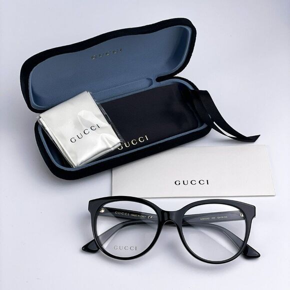 SALE! NEW GUCCI LOGO GG0329O 004 Black Multicolor Demo Round Women Eyeglasses